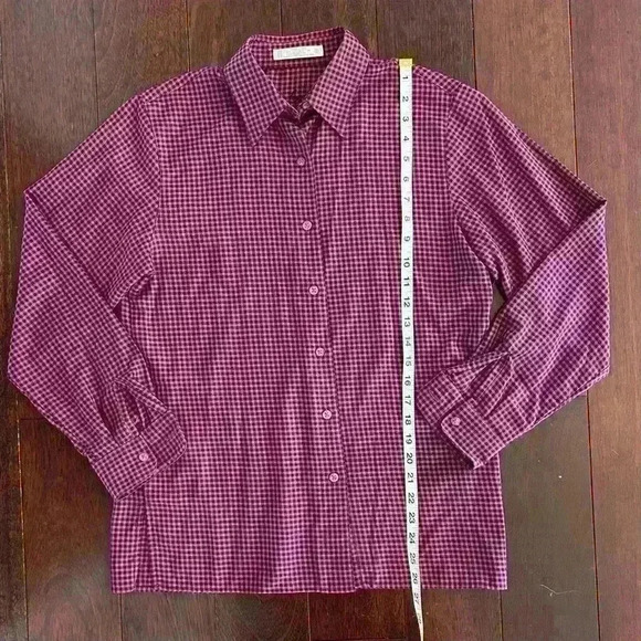 Foxcroft Women’s Wrinkle Free Pink Black Checker Button Down Shirt Top Size 4 - Picture 6 of 7